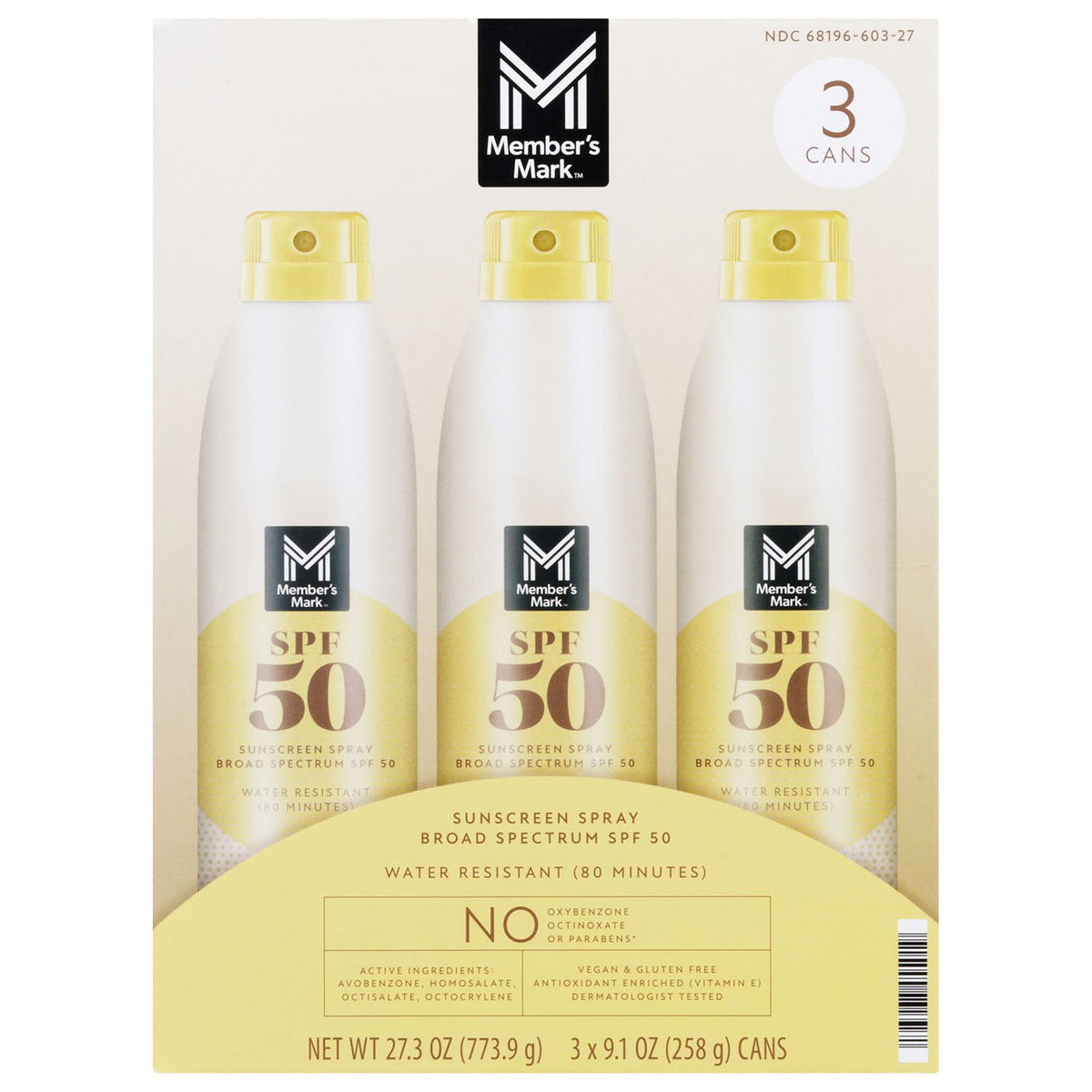 미국직구 멤버스마크 선크림 SPF50 269ml / Member's Mark Sunscreen Spray, SPF 50, 269ml, 3 pk. 1
