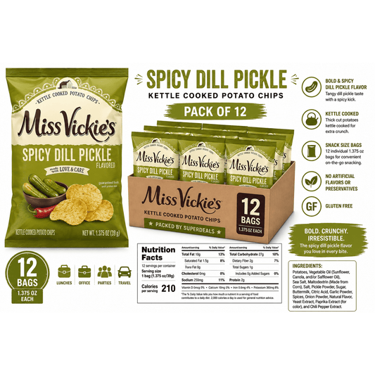 미국직구 Miss Vickies Spicy 39g 12팩 / Miss Vickies Spicy Dill Pickle Kettle Cooked Potato Chips, 39g Ind 1