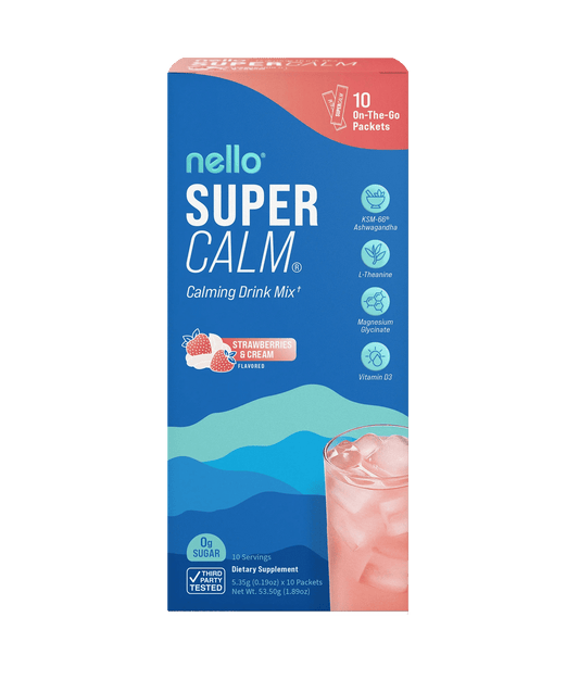 미국직구 Nello Supercalm Calming 44ml / Nello Supercalm Calming Drink Mix Packets, Strawberries & Cream, 1