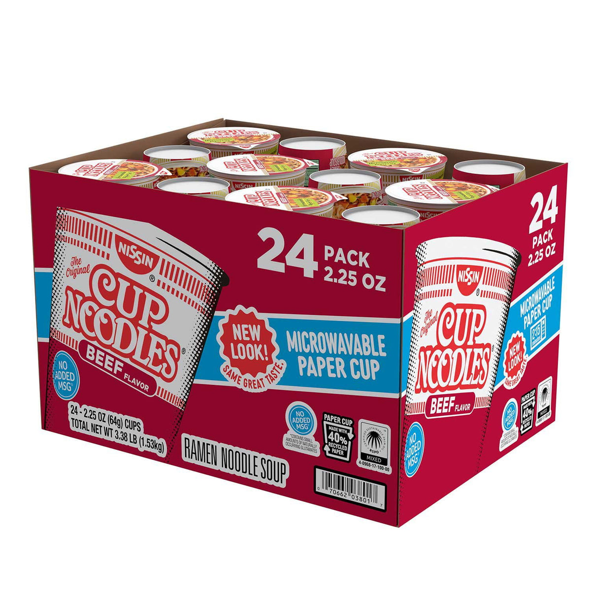 미국직구 Nissin Cup Noodles 64g / Nissin Cup Noodles, Beef Flavor, 64g, 24 pk. 1