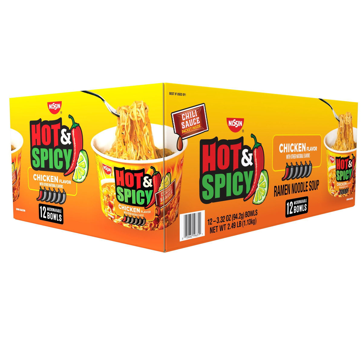 미국직구 Nissin Hot and 94g / Nissin Hot and Spicy Ramen Noodle Soup Bowl, Chicken Flavor, 94g, 12 p 1