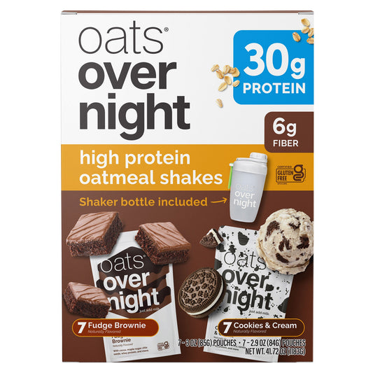 미국직구 Oats Overnight 과자 30g 14팩 / Oats Overnight Variety Pack, 30g Protein Shake, Fudge Brownie, Cook 1