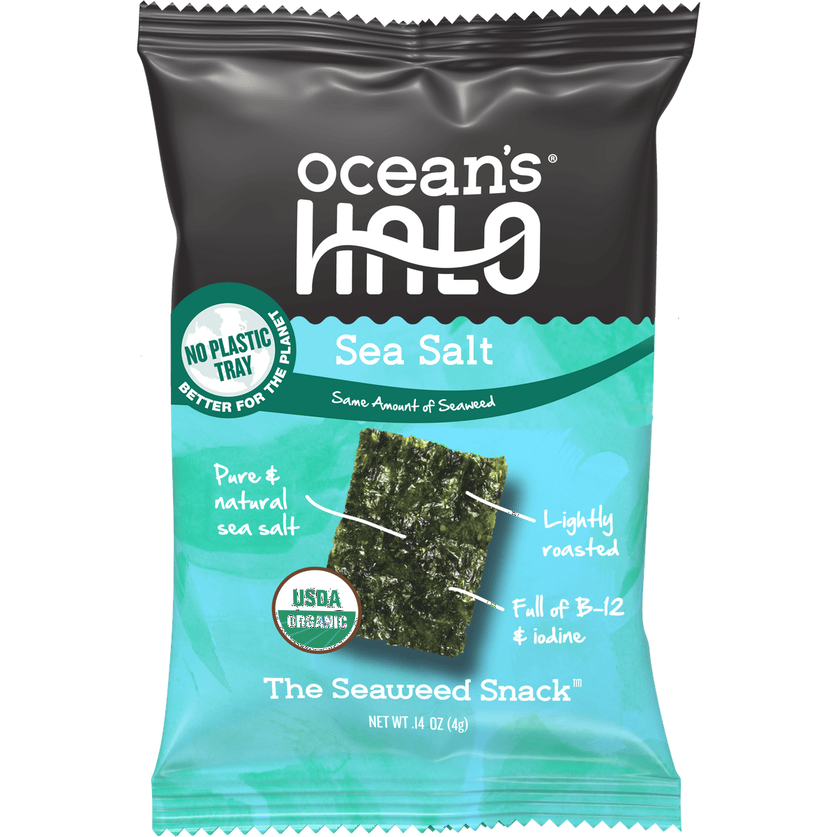미국직구 Ocean's Halo 4g / Ocean's Halo, Organic Trayless Seaweed Snack, Sea Salt, Vegan, No Plas 1