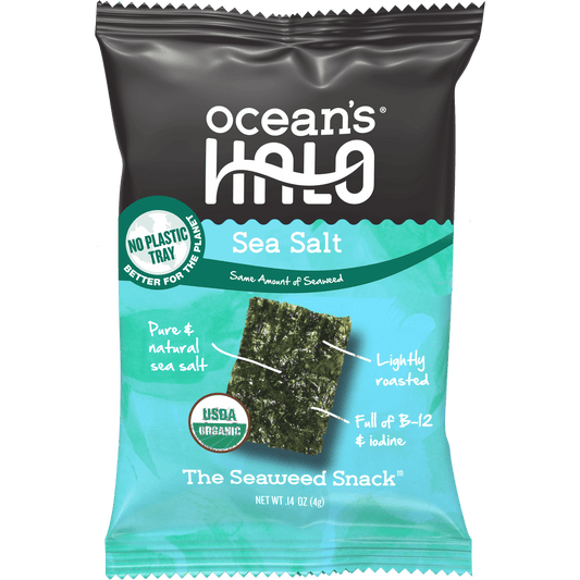 미국직구 Ocean's Halo 4g / Ocean's Halo, Organic Trayless Seaweed Snack, Sea Salt, Vegan, No Plas 1