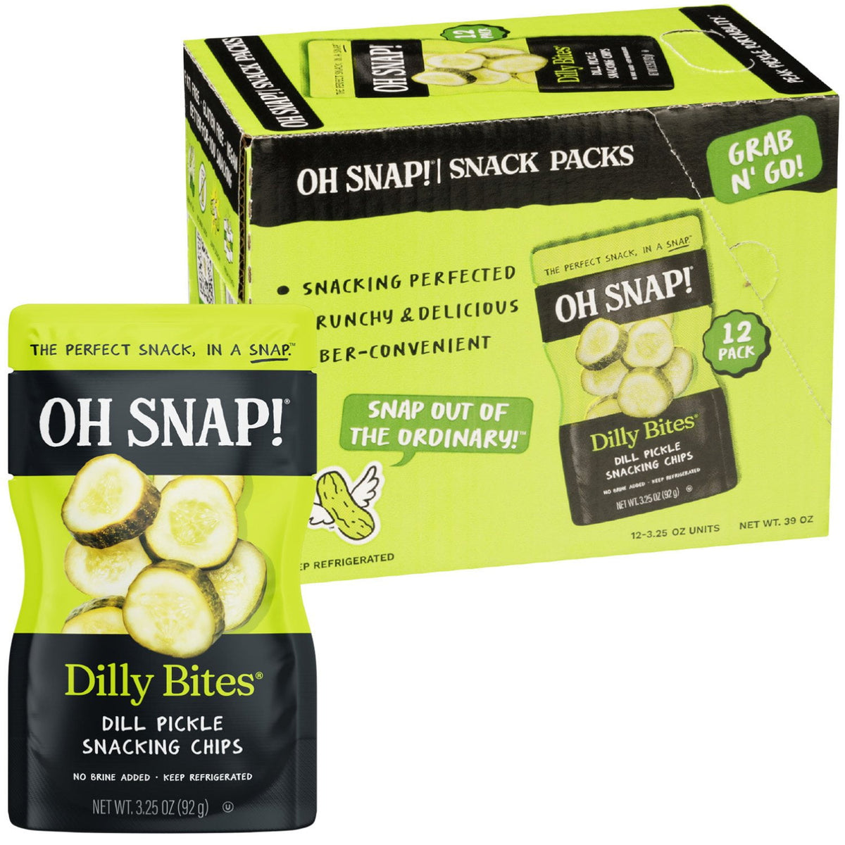 미국직구 OH SNAP Dilly 96ml 12팩 / OH SNAP! Dilly Bites Dill Pickle Snack Packs, 96ml, 12 ct. 1