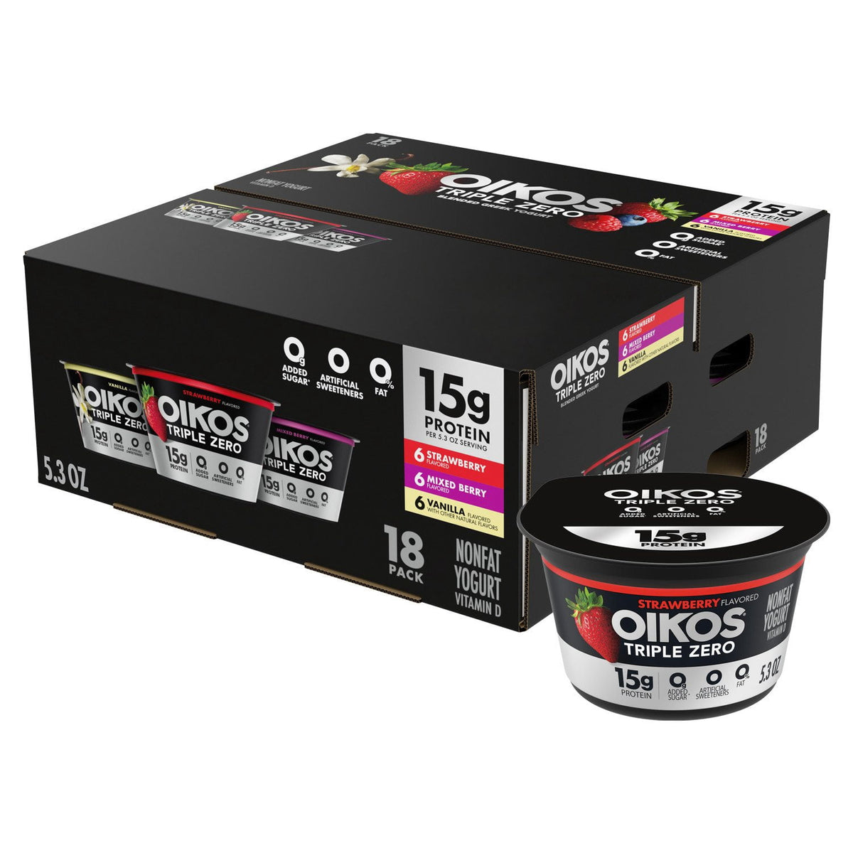 미국직구 Oikos Triple Zero 150g 18팩 / Oikos Triple Zero Nonfat Blended Greek Yogurt Variety Pack, 150g,  1