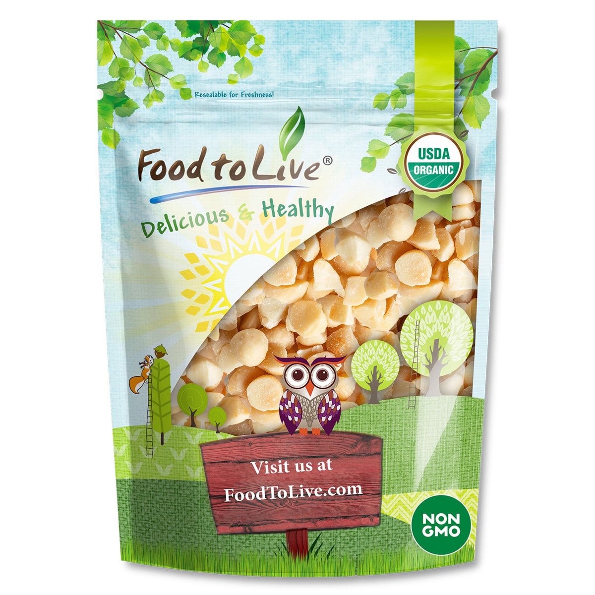 미국직구 Organic Dry Roasted 견과 / Organic Dry Roasted Macadamia Nuts Halves and Pieces, 8 Ounces Non-GMO 1