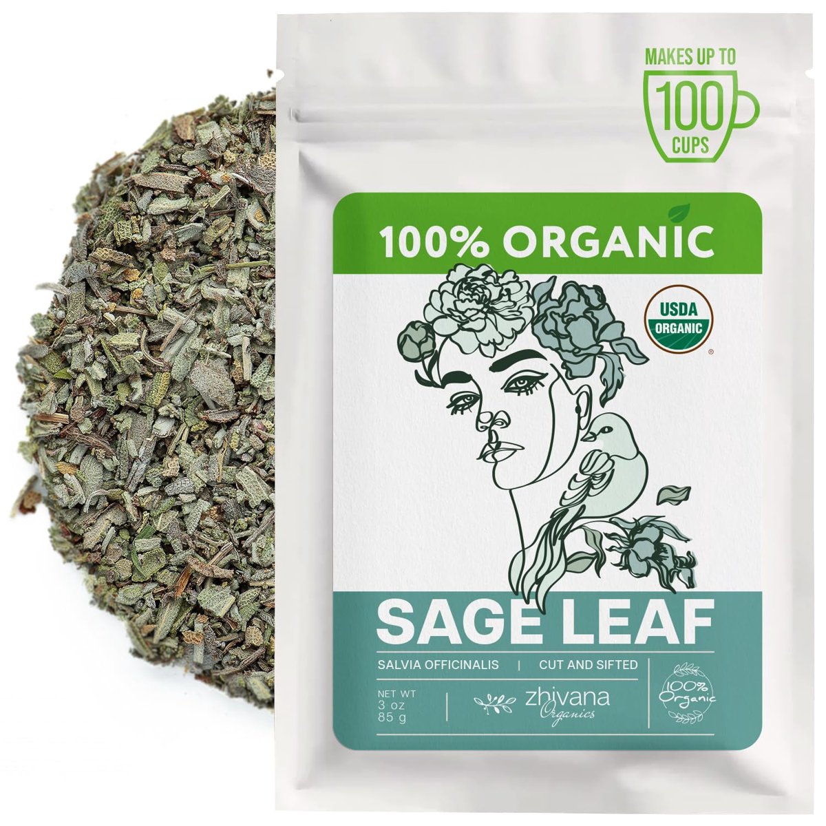 미국직구 Organic Sage Leaves 차 85g / Organic Sage Leaves (85g) - Sage Tea Loose Leaf (Salvia officinalis 1