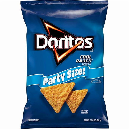 미국직구 Pack of 411g / Pack of 1 Doritos Tortilla Chips Cool Ranch Flavored Snack, Party Size 1