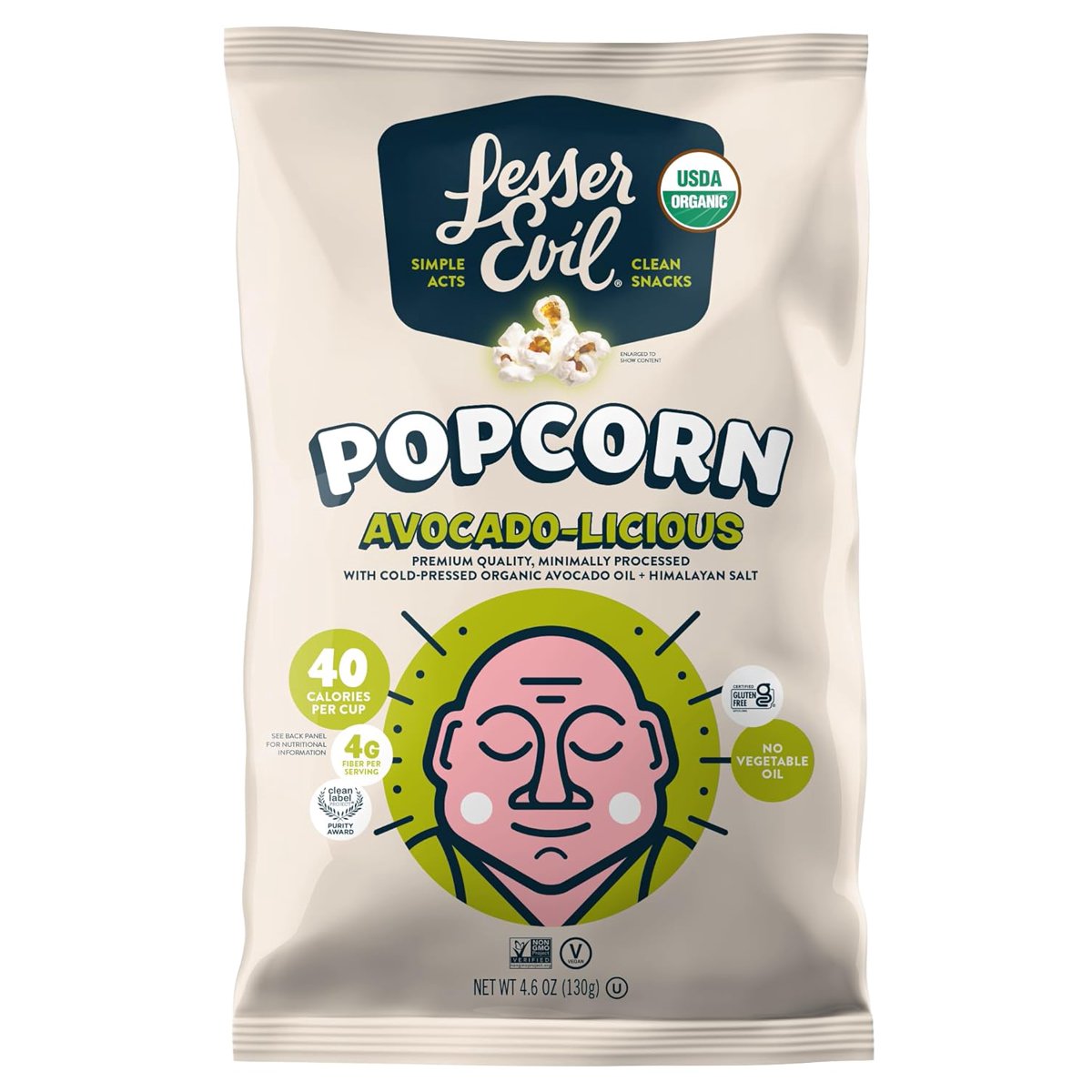 미국직구 130g 12팩 / (Pack Of 12) Lesser Evil Popcorn Avocado-Licious Organic 130g 1