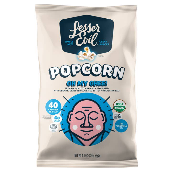 미국직구 130g 12팩 / (Pack Of 12) Lesser Evil Popcorn Oh My Ghee Organic 130g 1