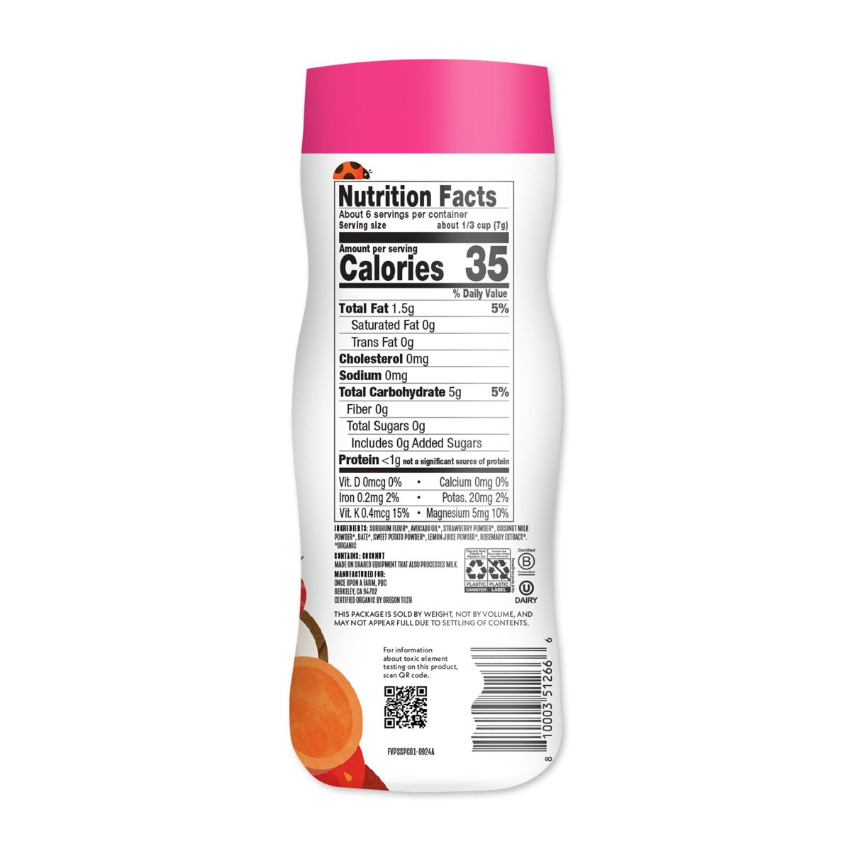 미국직구 견과 43g 12팩 / (Pack Of 12) Once Upon A Farm Puffs Strawberry Sweet Potato Coconut 43 1