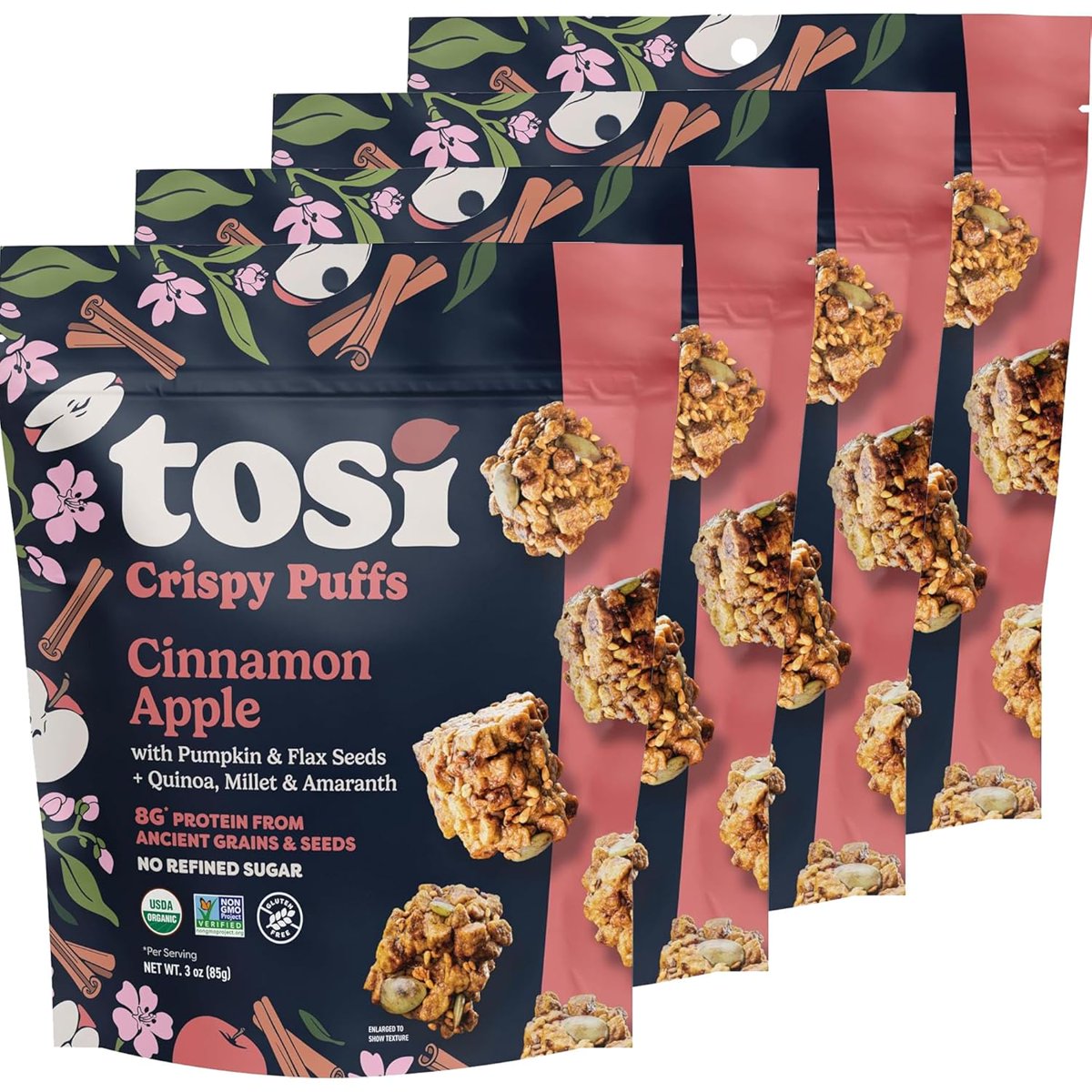 미국직구 85g 12팩 / (Pack Of 12) Tosi Puffs Crispy Cinnamon Apple 85g 1
