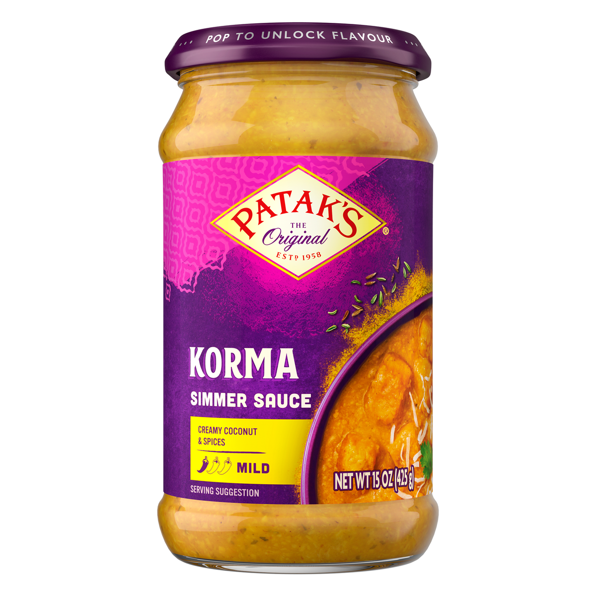 미국직구 Patak's Korma Simmer 425g 2팩 / Patak's Korma Simmer Sauce, 425g, 2 Pack Bundle 1