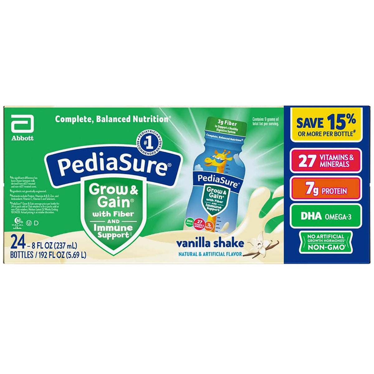 미국직구 PediaSure Grow and 237ml / PediaSure Grow and Gain Nutritional Shake with Fiber for Kids, Vanil 1