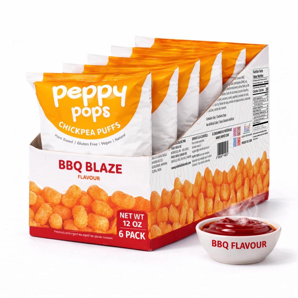 미국직구 Peppy Pops Chickpea 340g 6팩 / Peppy Pops Chickpea Puffs BBQ Blaze Flavor - 6 Pack, 340g | Smoky 1