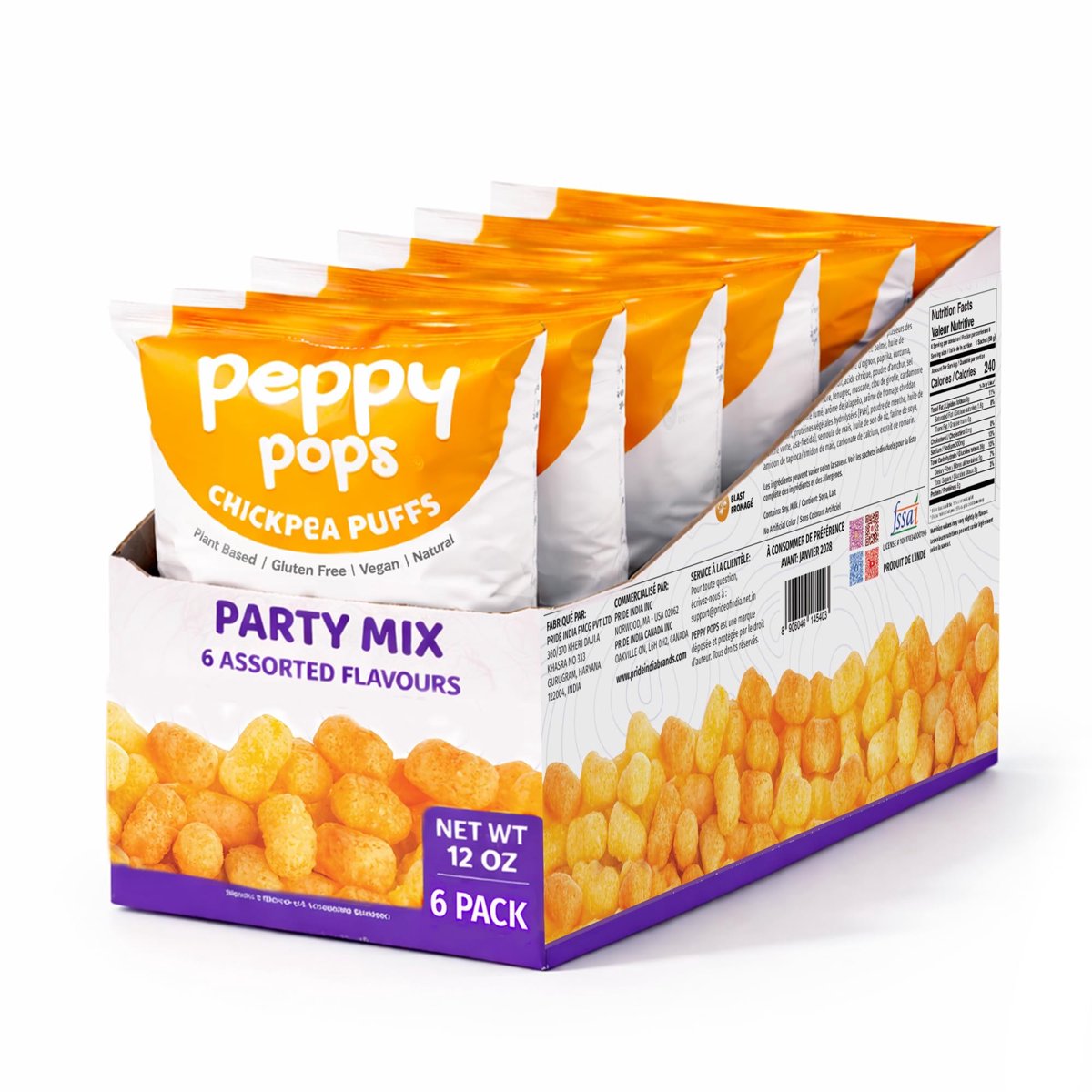 미국직구 Peppy Pops Chickpea 340g 6팩 / Peppy Pops Chickpea Puffs Party Mix Variety Pack - 6 Pack, 340g | 1