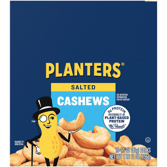 미국직구 Planters Salted Cashews 견과 43g / Planters Salted Cashews, 43g, 18 pk. 1
