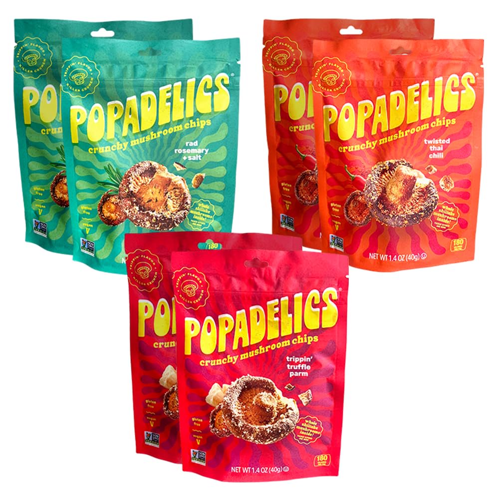 미국직구 Popadelics Crunchy Mushroom 40g / Popadelics Crunchy Mushroom Chips Variety Pack Shiitake Mushr 1
