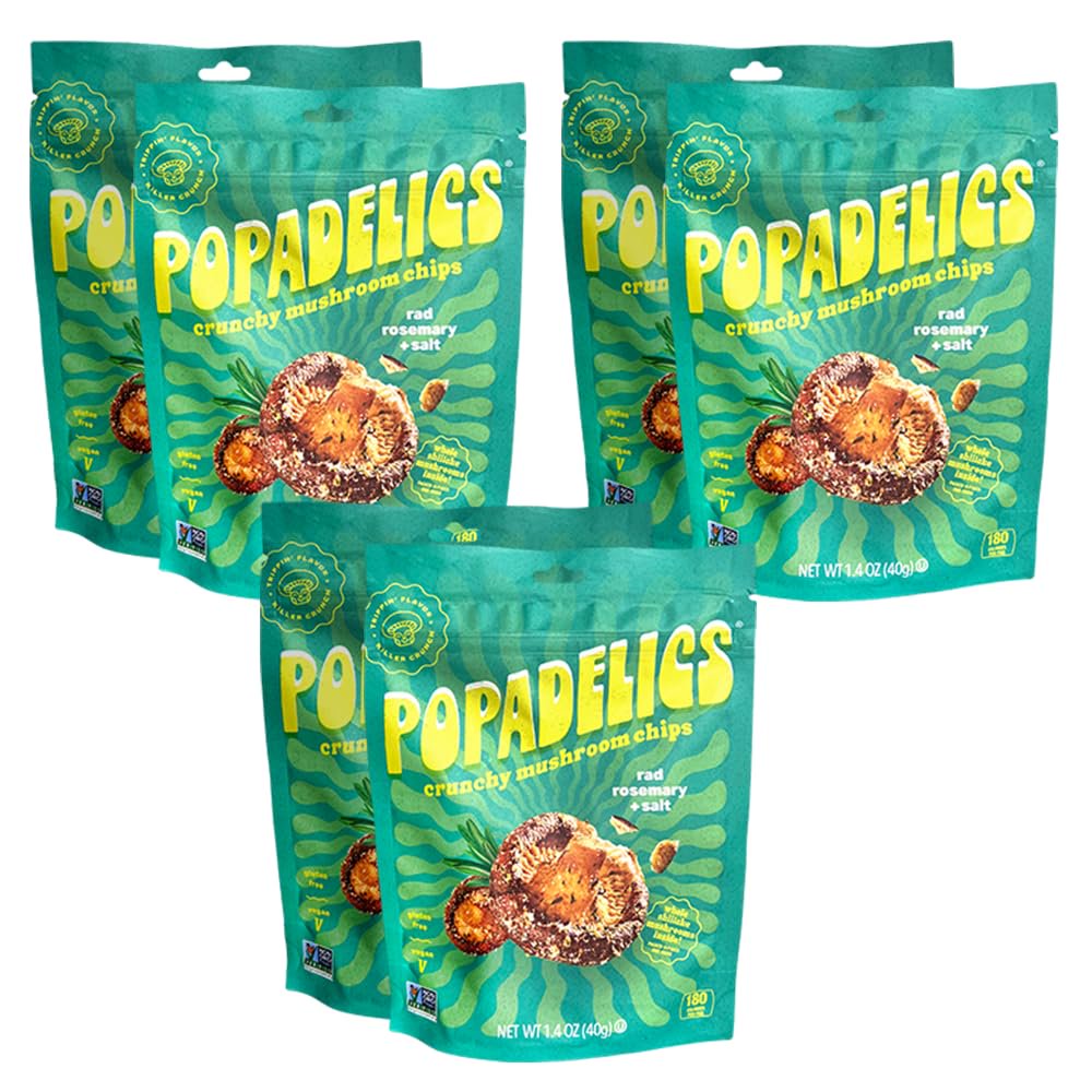 미국직구 Popadelics Rad Rosemary 6팩 / Popadelics Rad Rosemary & Salt Mushroom Chips, 1.4 Ounce (Pack of  1