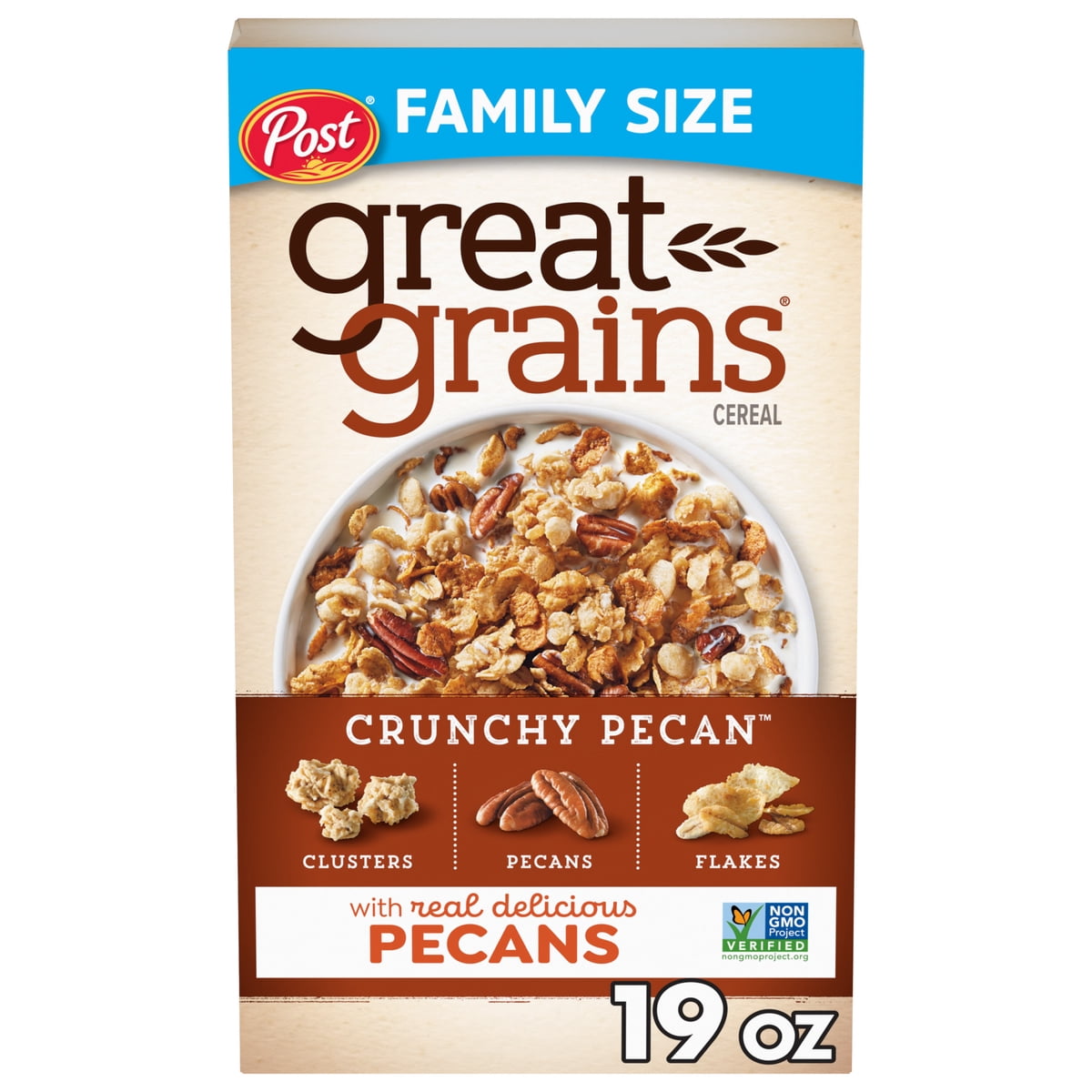 미국직구 Post Great Grains 견과 539g / Post Great Grains Crunchy Pecan Breakfast Cereal, Non GMO, Heart He 1