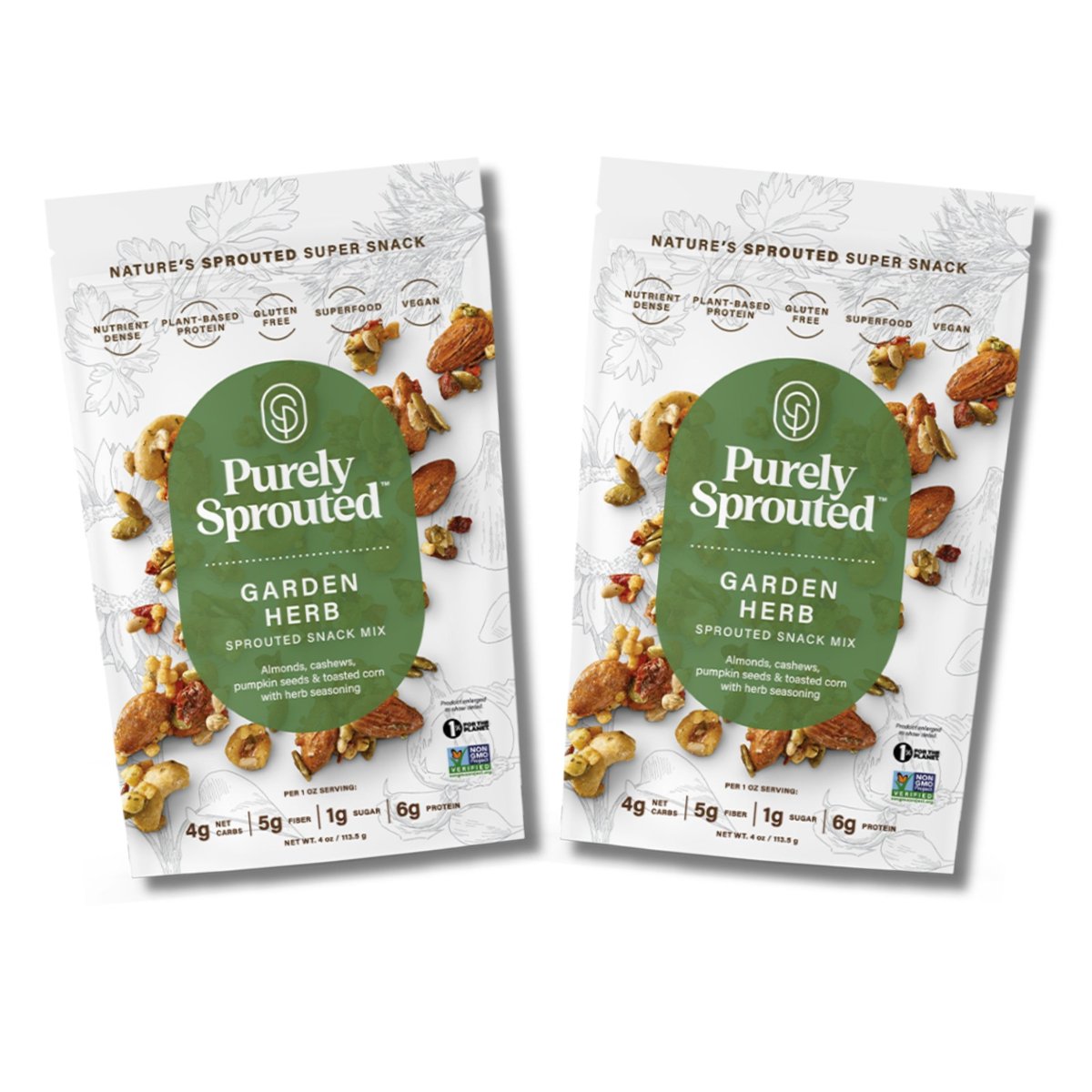 미국직구 Purely Sprouted Garden 견과 113g 2팩 / Purely Sprouted Garden Herb Sprouted Nut & Seed Clusters, N 1