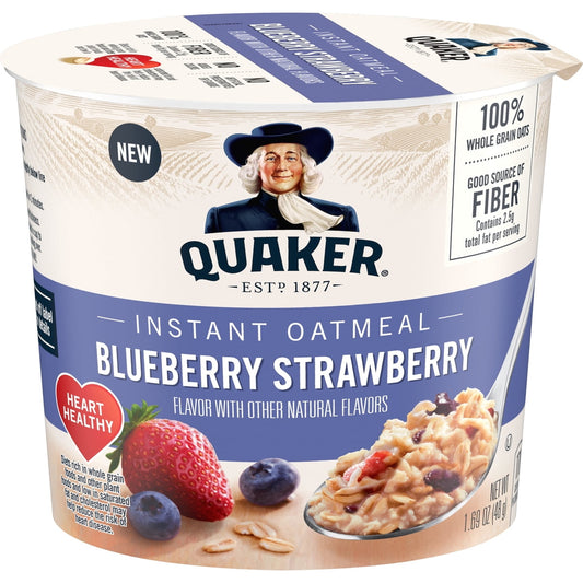 미국직구 Quaker Blueberry & 48g 2팩 / Quaker Blueberry & Strawberry flavored Instant Oatmeal, Quick Cook  1