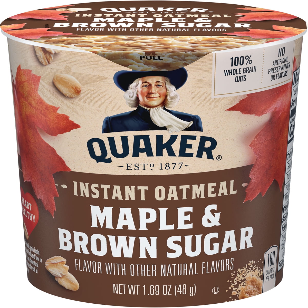 미국직구 Quaker Maple & 48g / Quaker Maple & Brown Sugar Flavored Instant Oatmeal, 48g Cup, 1 Count 1