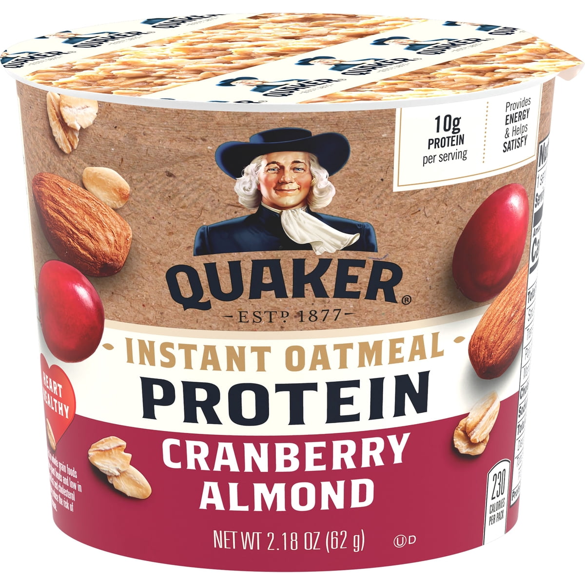 미국직구 Quaker Select Starts 견과 62g 2팩 / Quaker Select Starts Cranberry Almond Protein Instant Oatmeal, 1