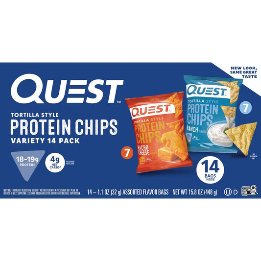 미국직구 Quest Tortilla Style 19g 14팩 / Quest Tortilla Style 18-19g Protein Chip Variety Pack, Nacho Che 1