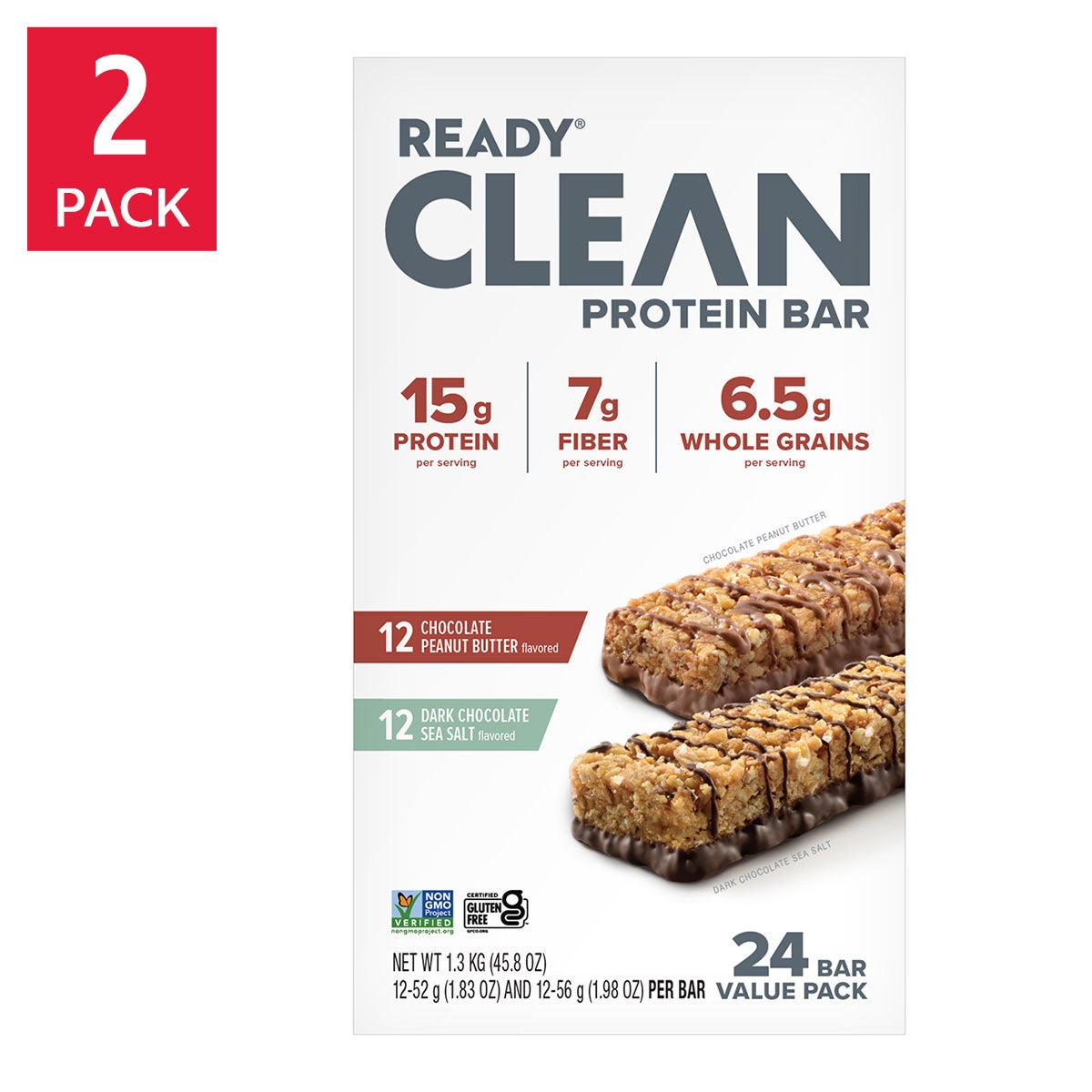 미국직구 Ready 초콜릿 2팩 / Ready Protein Bar, Chocolate Peanut Butter and Sea Salt, 24-count, 2 p 1