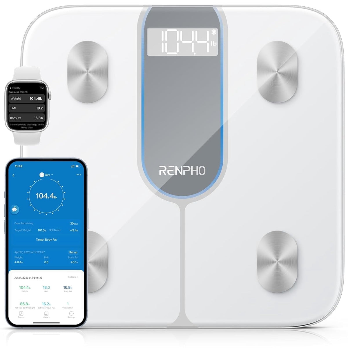 미국직구 RENPHO Bluetooth Smart / RENPHO Bluetooth Smart Body Fat Scale with App, High Precision, 13 Key 1