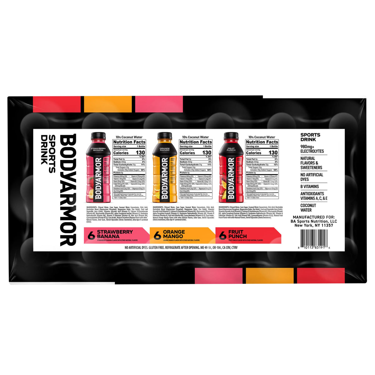 미국직구 BODYARMOR Sports Drink, Variety Pack, 20 fl oz, 18 ct