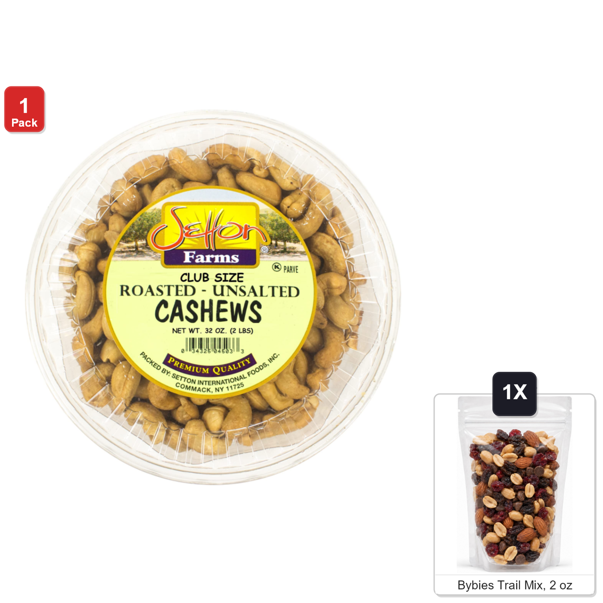 미국직구 Setton Farms Cashews 견과 57g / Setton Farms Cashews Roasted Unsalted, 1 Bag, 2 lb, with Bybies T 1