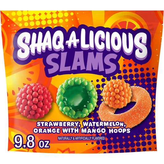 미국직구 Shaq-A-Licious Slams 젤리 278g 2팩 / Shaq-A-Licious Slams Gummies, Fruit Flavored Chewy Candy Bag, 1
