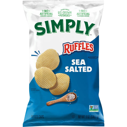 미국직구 Simply Ruffles Sea 170g 2팩 / Simply Ruffles Sea Salt Potato Chips , 170g, 2 Pack Bundle 1