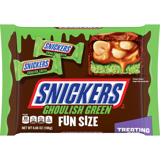 미국직구 Snickers Ghoulish Green 초콜릿 189g 2팩 / Snickers Ghoulish Green Milk Chocolate Halloween Candy Ba 1