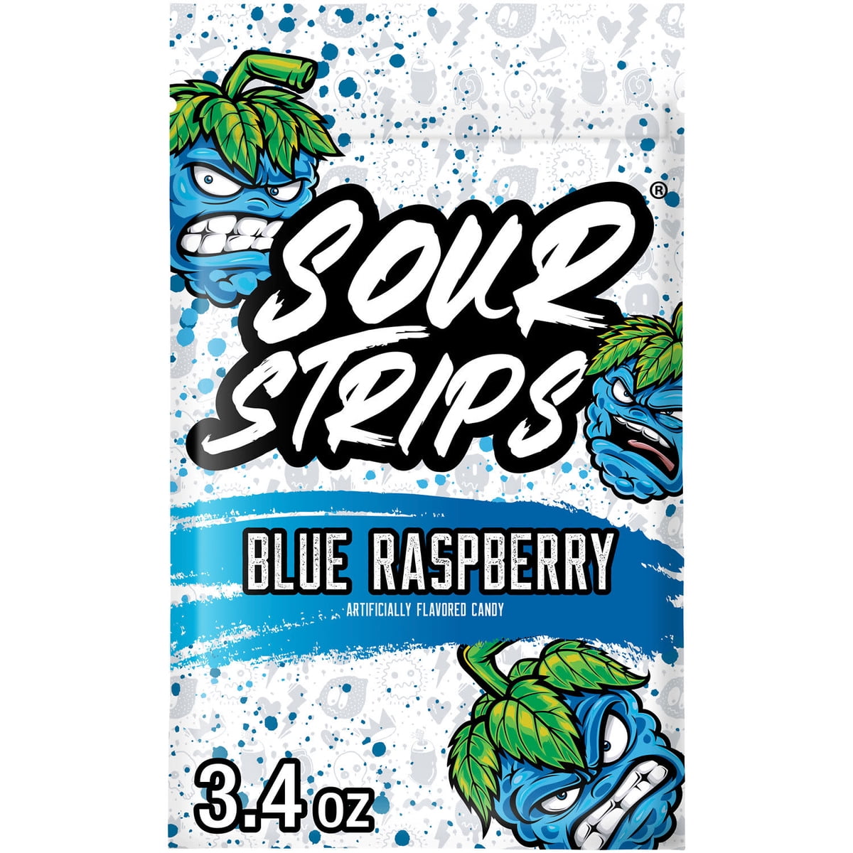 미국직구 Sour Strips Blue 캔디 96g 2팩 / Sour Strips Blue Raspberry Flavored Chewy, Candy Bag, 96g, 2 Pack  1