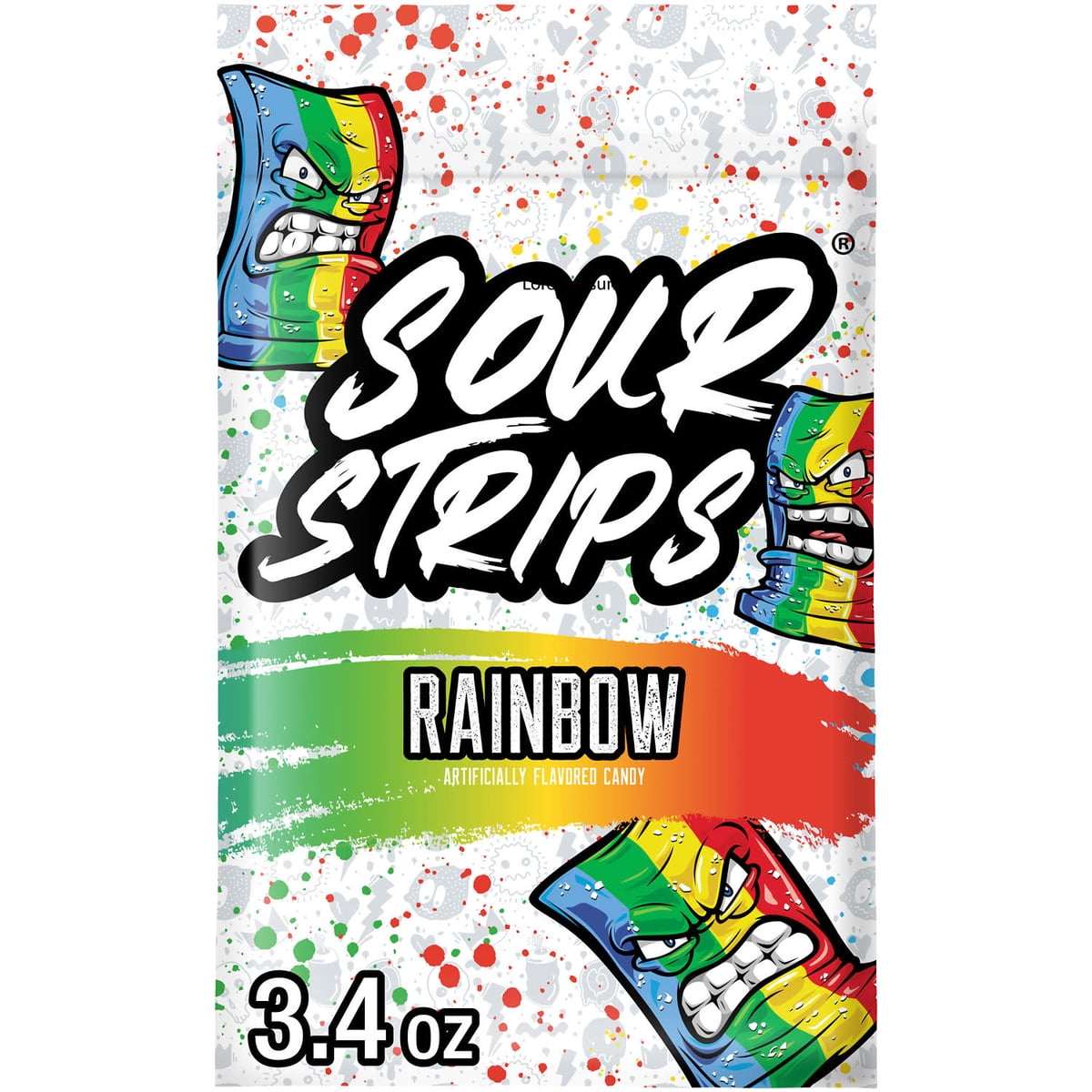 미국직구 Sour Strips Rainbow 캔디 96g 2팩 / Sour Strips Rainbow Flavored Chewy, Candy Bag, 96g, 2 Pack Bund 1