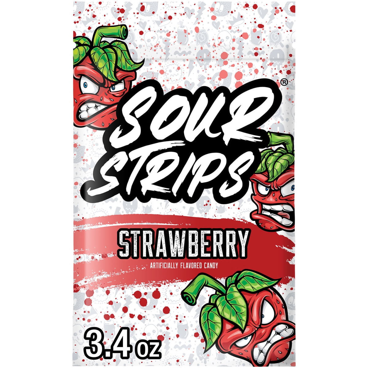 미국직구 Sour Strips Strawberry 캔디 96g 2팩 / Sour Strips Strawberry Flavored Chewy, Candy Bag, 96g, 2 Pac 1
