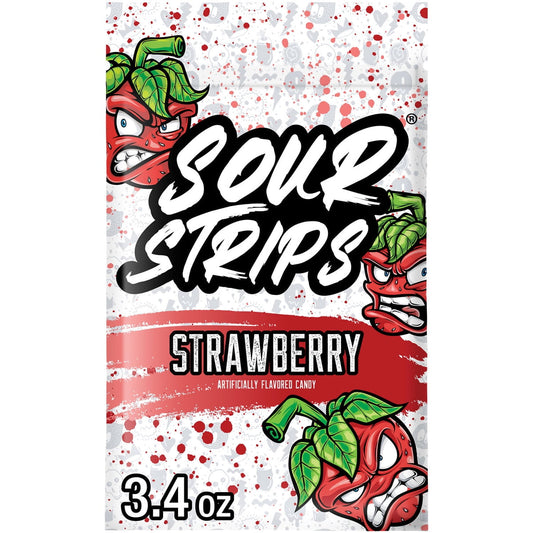 미국직구 Sour Strips Strawberry 캔디 96g 2팩 / Sour Strips Strawberry Flavored Chewy, Candy Bag, 96g, 2 Pac 1