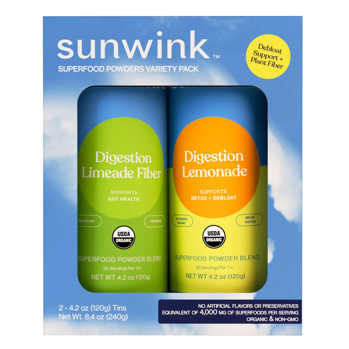 미국직구 Sunwink Daily Debloat 119g / Sunwink Daily Debloat + Fiber Superfood Powder Duo 119g, 2 pk. 1