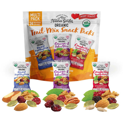 미국직구 Nature's Garden Organic Trail Mix Snack Packs, Variety Pack, 1.2 oz, 24 ct