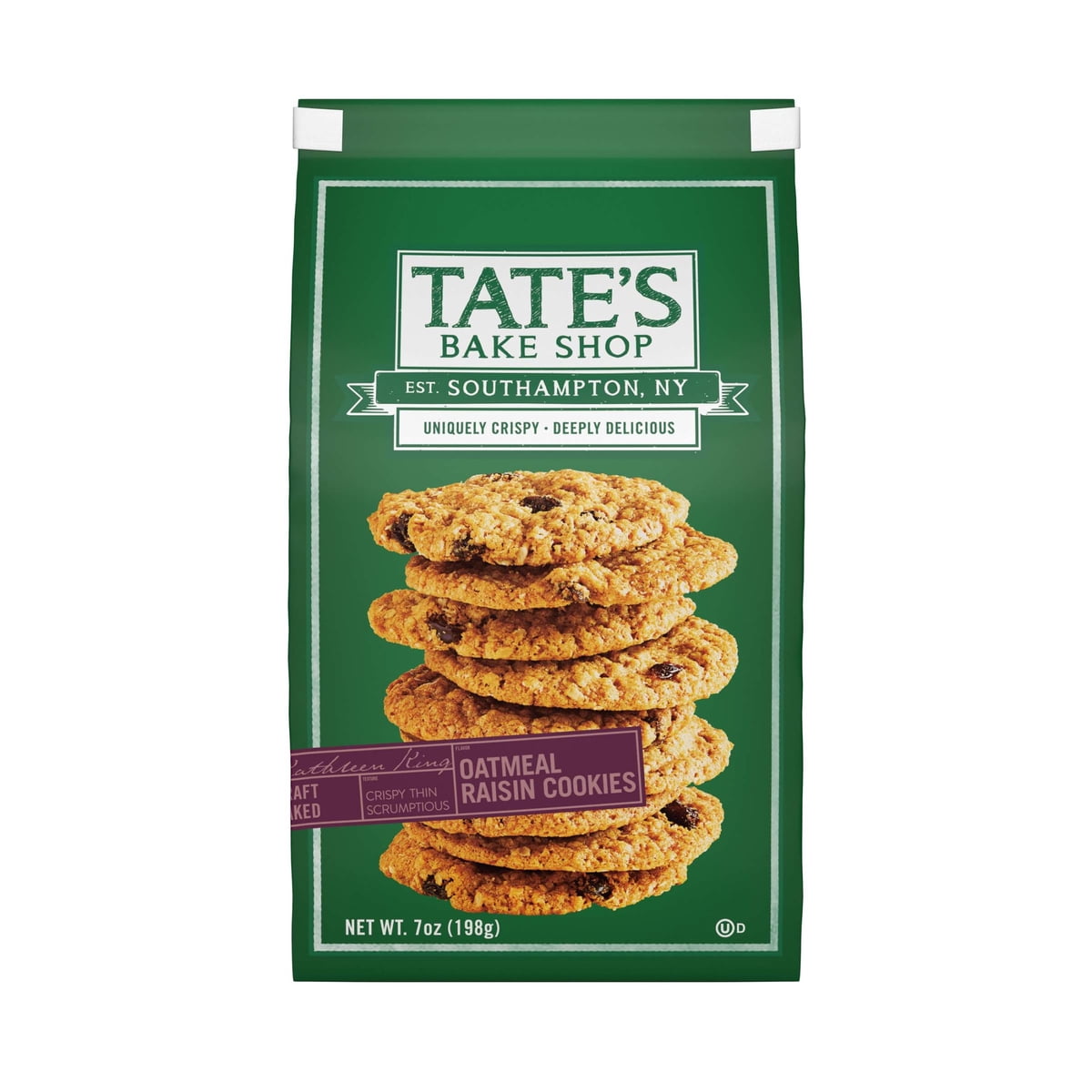미국직구 Tate's Bake Shop 과자 198g 2팩 / Tate's Bake Shop Oatmeal Raisin Cookies, 198g, 2 Pack Bundle 1