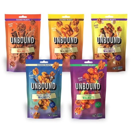 미국직구 Unbound Snacks 견과 113g 5팩 / Unbound Snacks Variety Walnut Sampler, 113g (Pack of 5), Flavored G 1