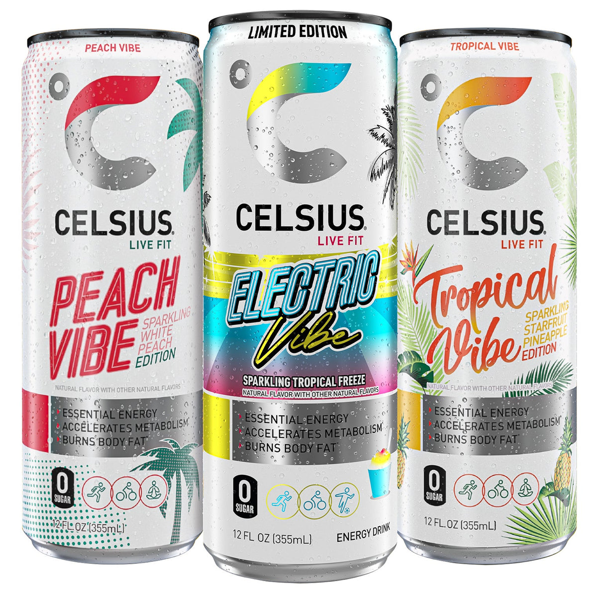 미국직구 CELSIUS Vibe Sparkling Energy Drink, Variety Pack, 12 fl oz, 18 ct