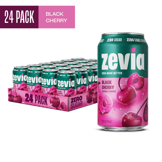 미국직구 Zevia Zero Sugar 355ml 24팩 / Zevia Zero Sugar, 0 Calorie Black Cherry Soda, 355ml (Pack of 24) 1