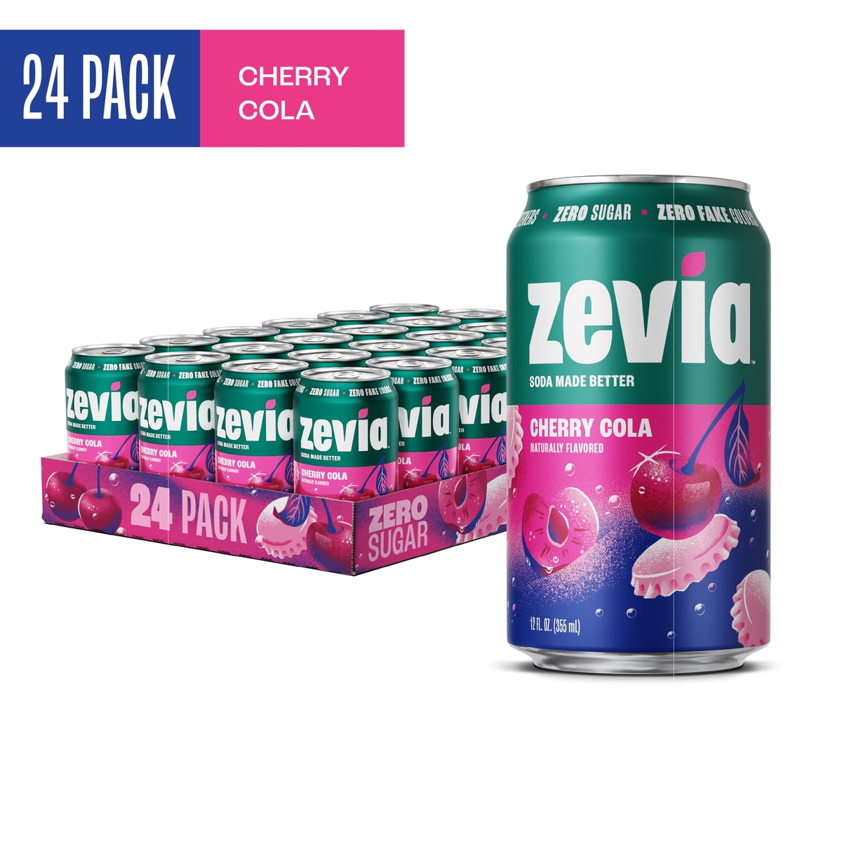 미국직구 Zevia Zero Sugar 355ml 24팩 / Zevia Zero Sugar, 0 Calorie Cherry Cola Soda, 355ml (Pack of 24) 1