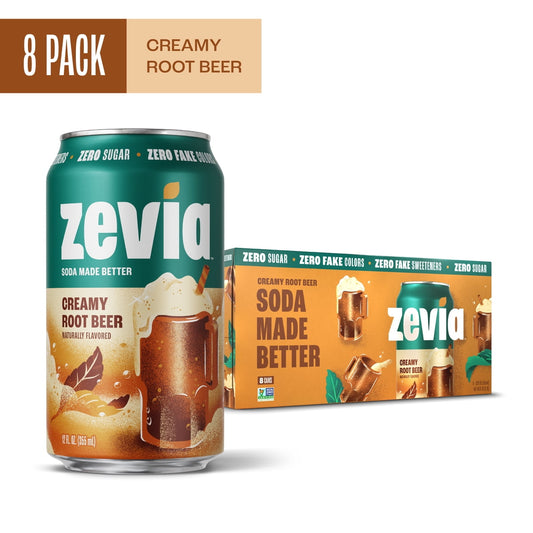 미국직구 Zevia Zero Sugar 355ml 8팩 / Zevia Zero Sugar, 0 Calorie Creamy Root Beer Soda Pop, 355ml, 8 Pac 1