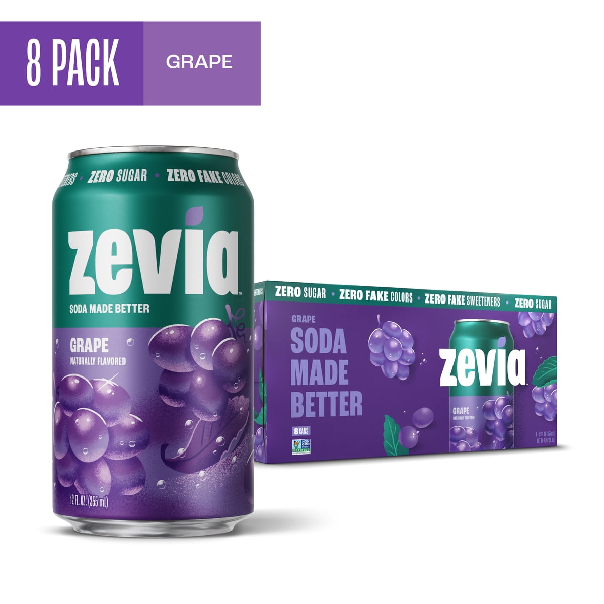 미국직구 Zevia Zero Sugar 355ml 8팩 / Zevia Zero Sugar, 0 Calorie Grape Soda, 355ml, 8 Pack Cans 1